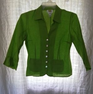 Beautiful Bright Chartreuse Green Irish Linen Jacket Sz 6